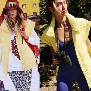 NWT free people movement in a bubble puffer vest neon yellow sour citrus